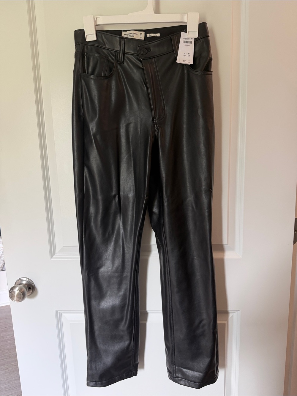 Abercrombie & Fitch Black Straight Leg Faux Leather Jeans